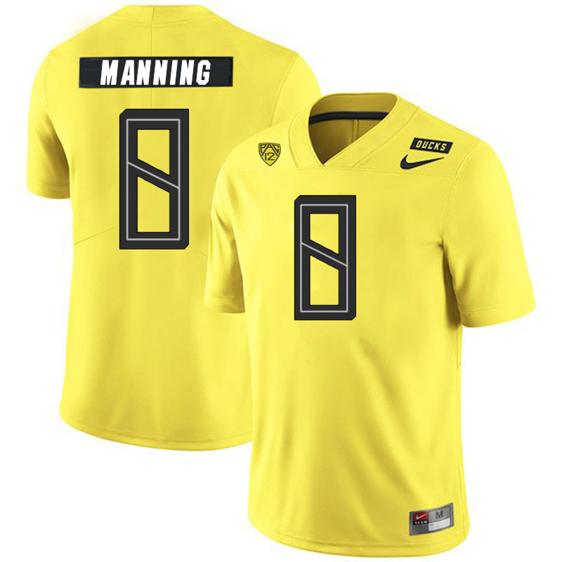 Men #8 Dontae Manning Oregon Ducks College Football Jerseys Stitched Sale-Yellow - Click Image to Close